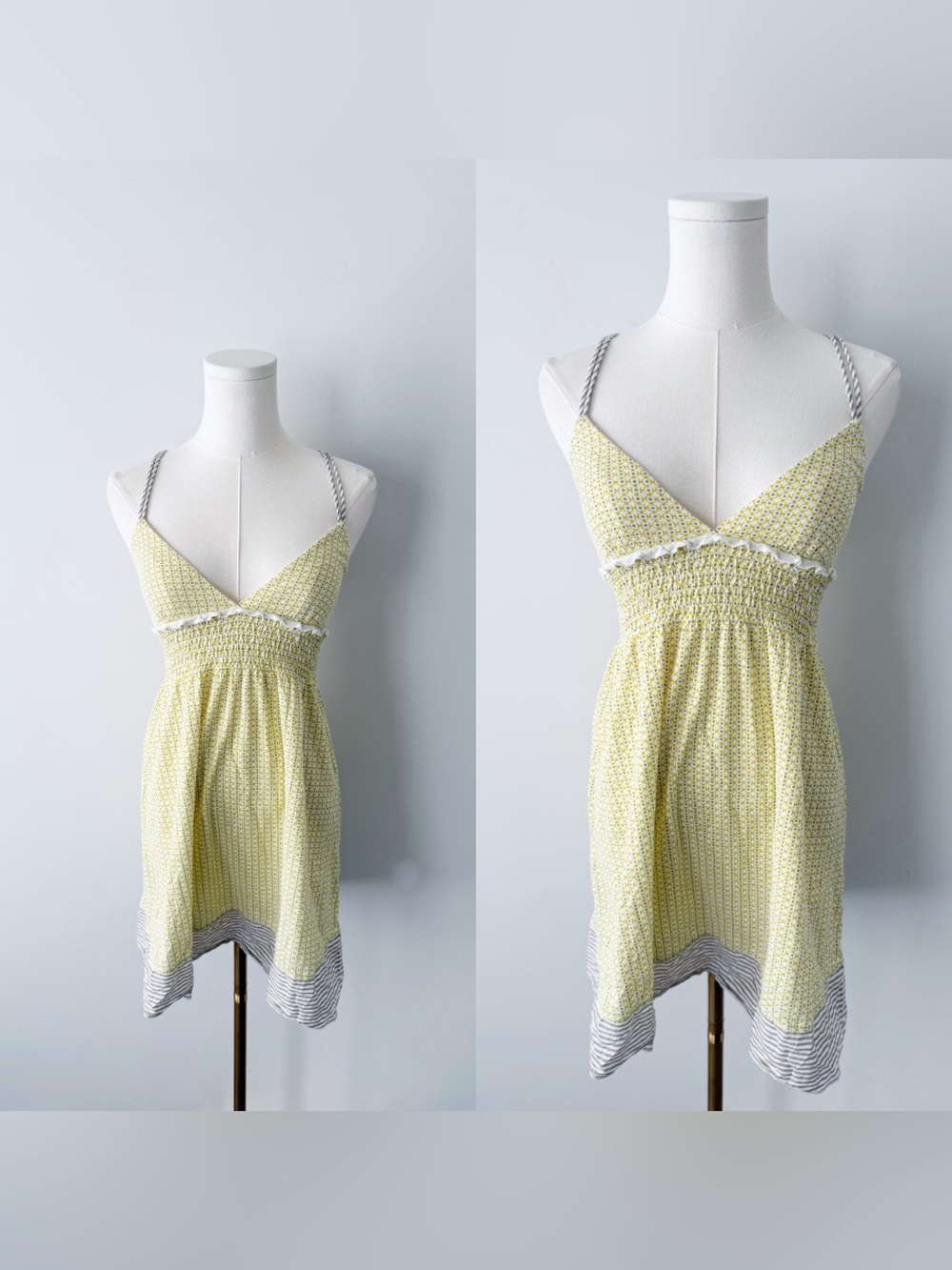 Free people yellow 100% cotton mini dress